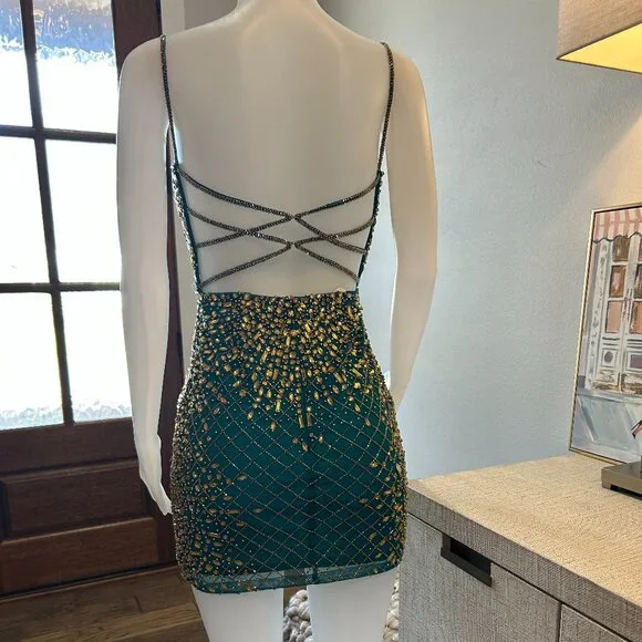 Rachel Allan Fitted Beaded Mini Cocktail Dress - Picture 4 of 5